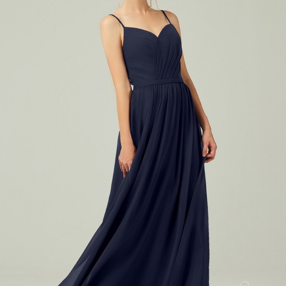 CocoMelody A-Line Floor Length Chiffon Bridesmaid Dress Navy Blue size 20